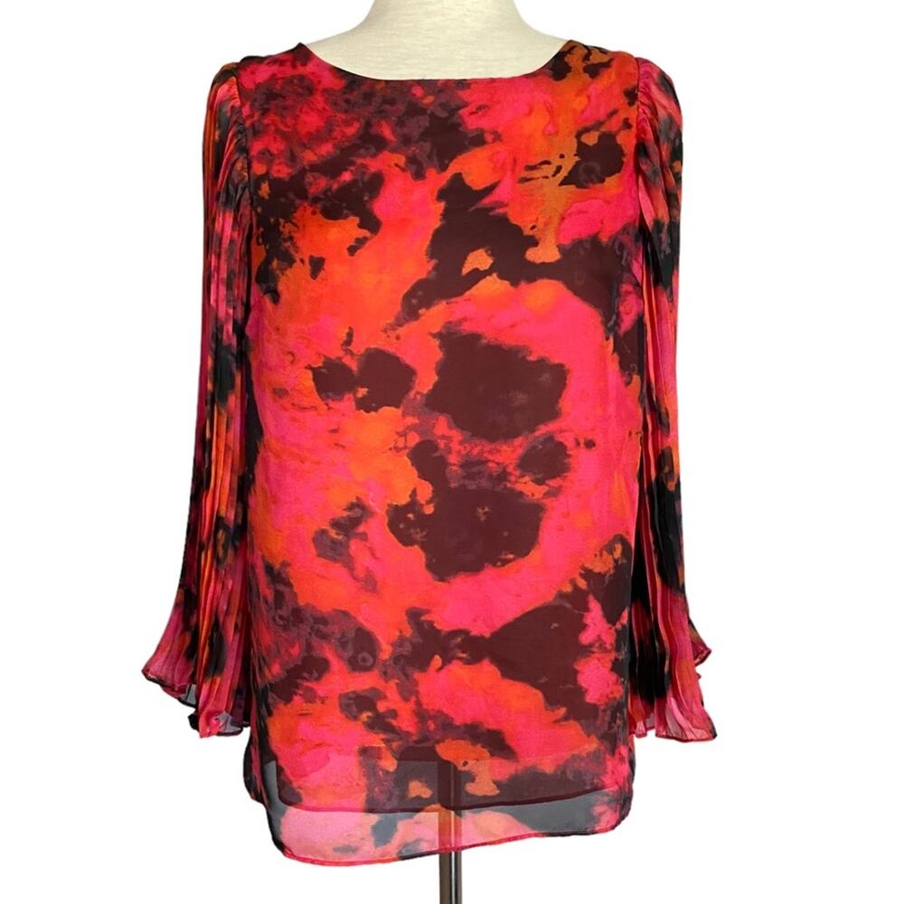 MM COUTURE BY MISS ME Colorful Tie Dye Accordion Sleeve Blouse Size Medium